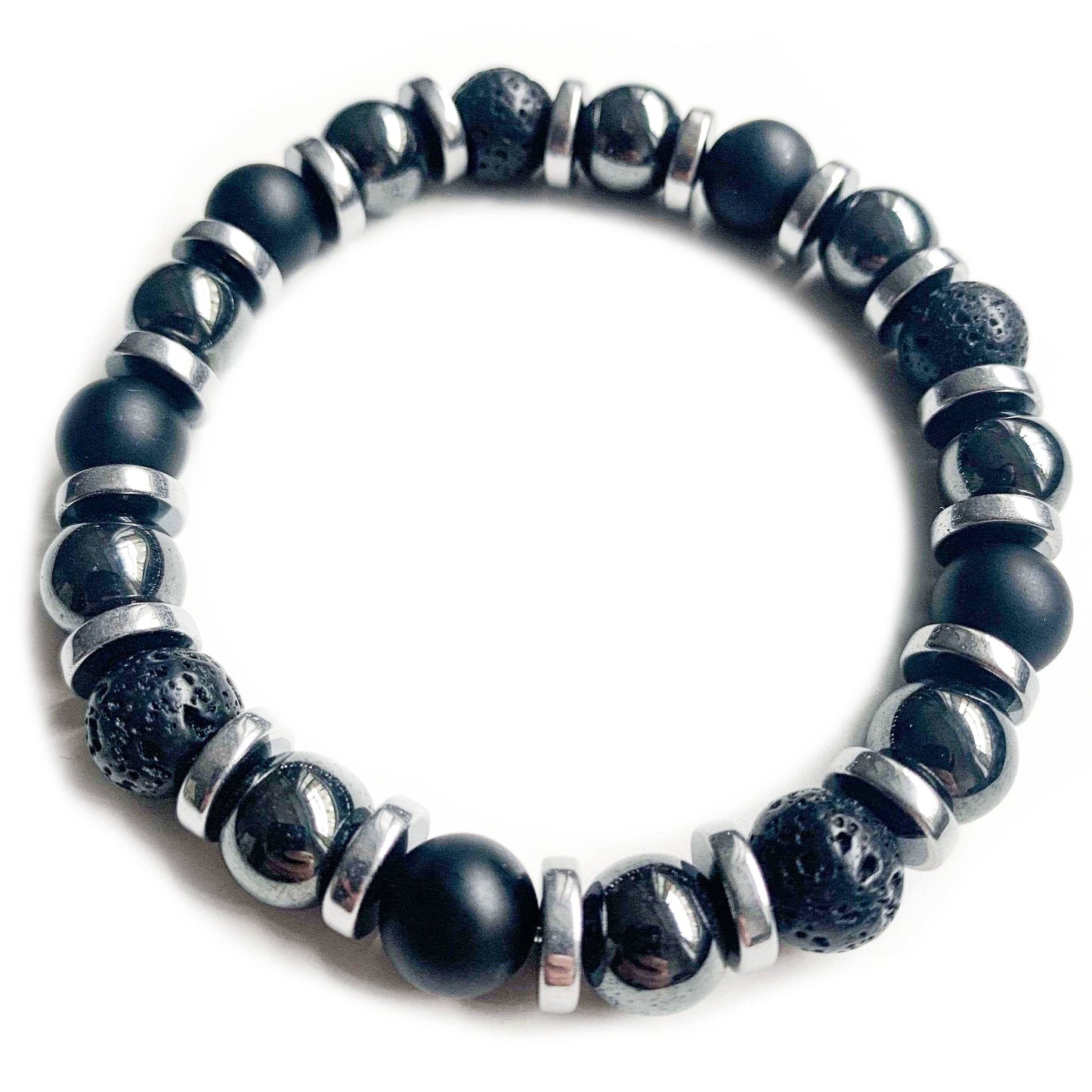 Darkside N8 Lava stone and Black onyx bracelets with Hematite disks