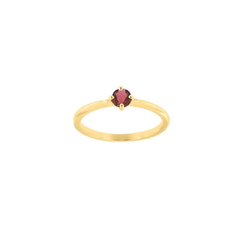 Garnet Solitaire Gold Ring (18k Gold)