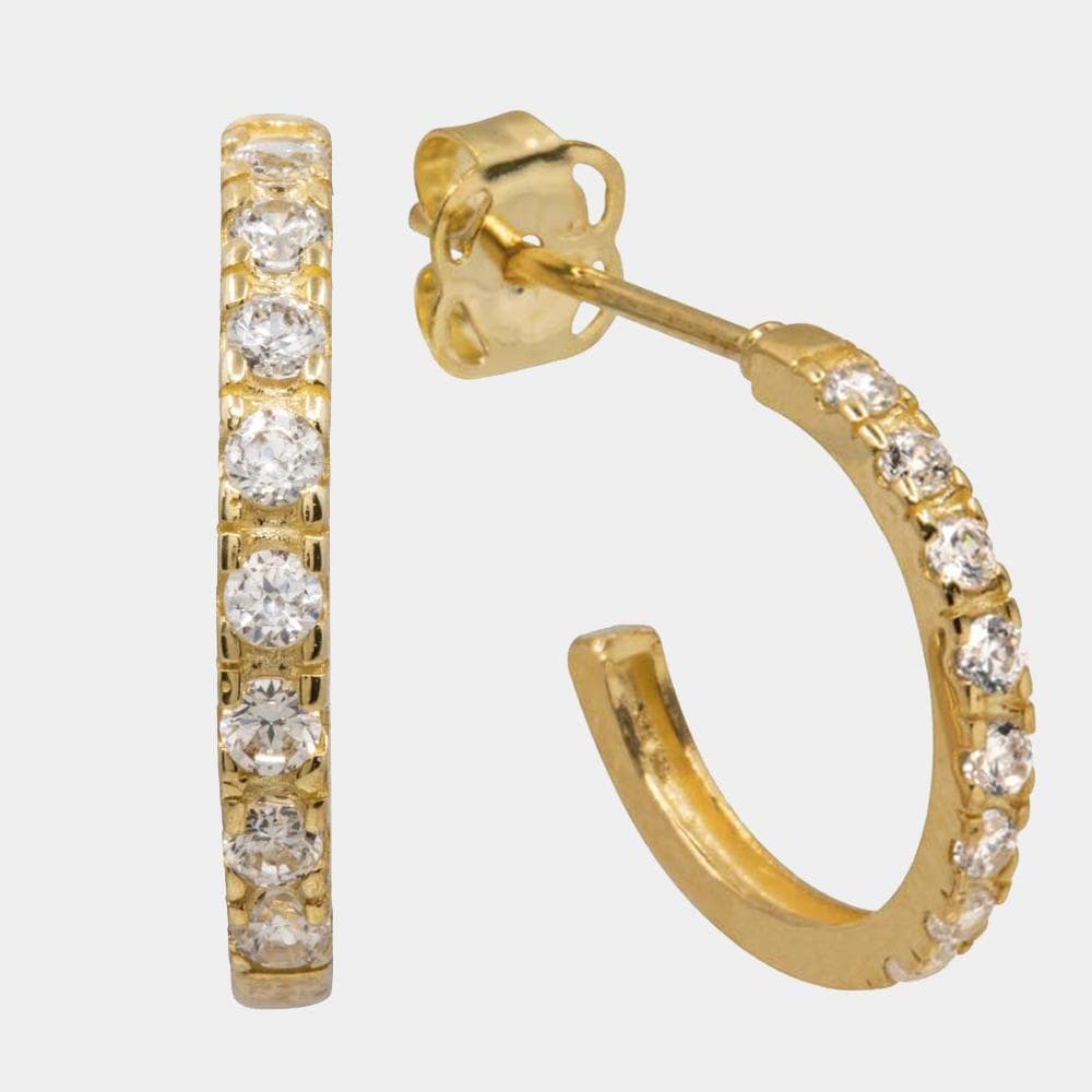 Gold Hoop Earrings with Zirconia (9K Gold) <br> Eden