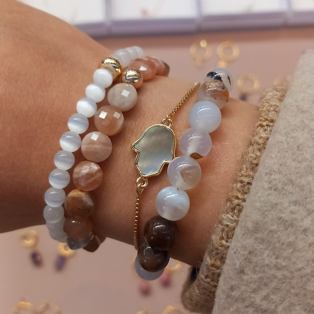 Hamsa Abalone Gold Bracelet