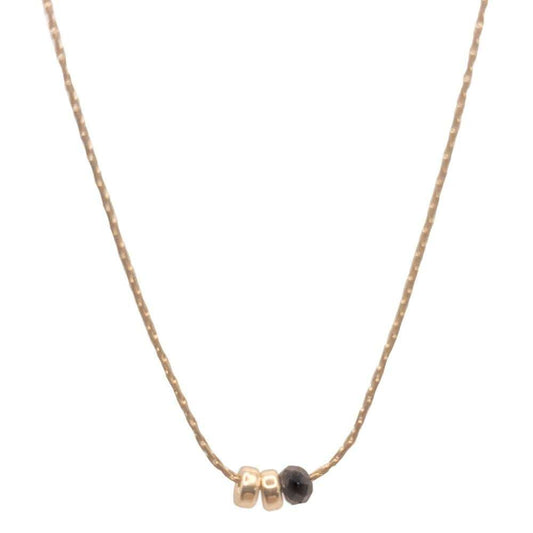 Black Spinel necklace with gold Duo Disks