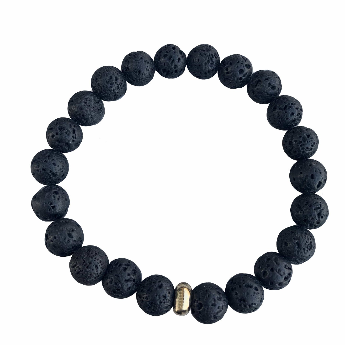 Lava Stone Bracelet <br> Gold Disk (8 mm)