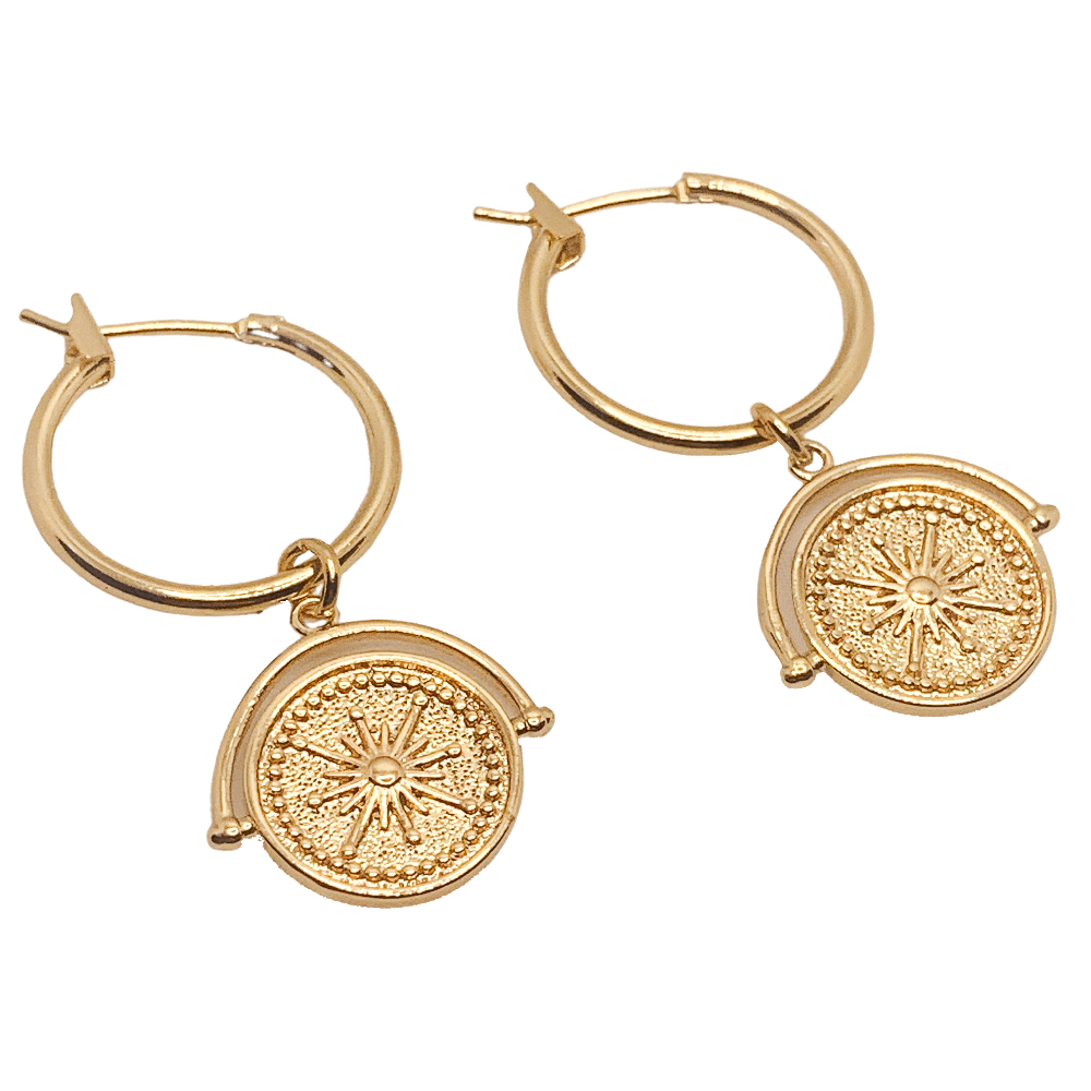 Sunburst medaillon Hoops Earrings