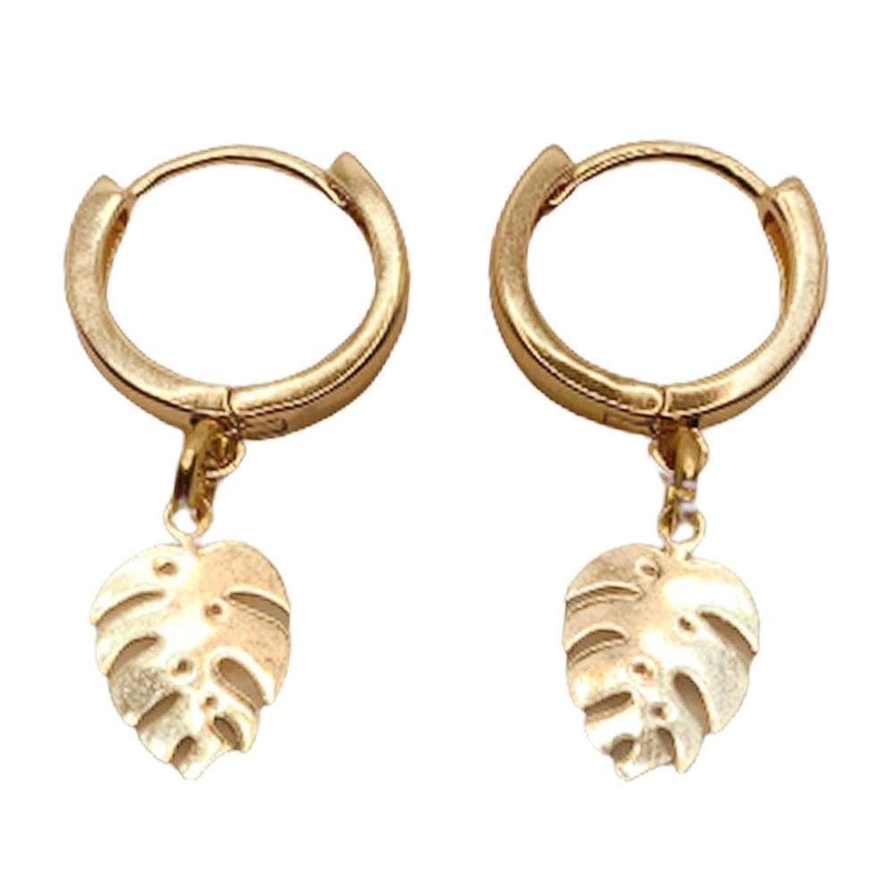 Monstera Leaf Hoops Earrings