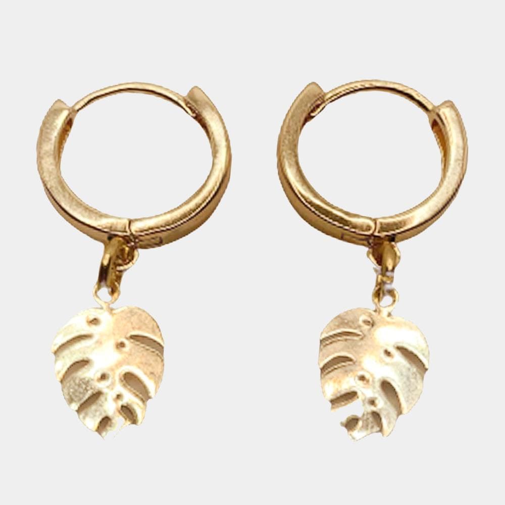Monstera Leaf Hoops Earrings