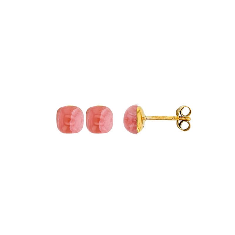 Rhodochrosite Stud Earrings Gold 18k