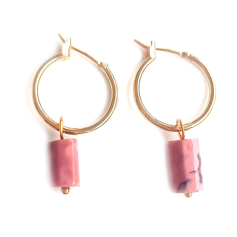 Rhodonite Hoops Gold