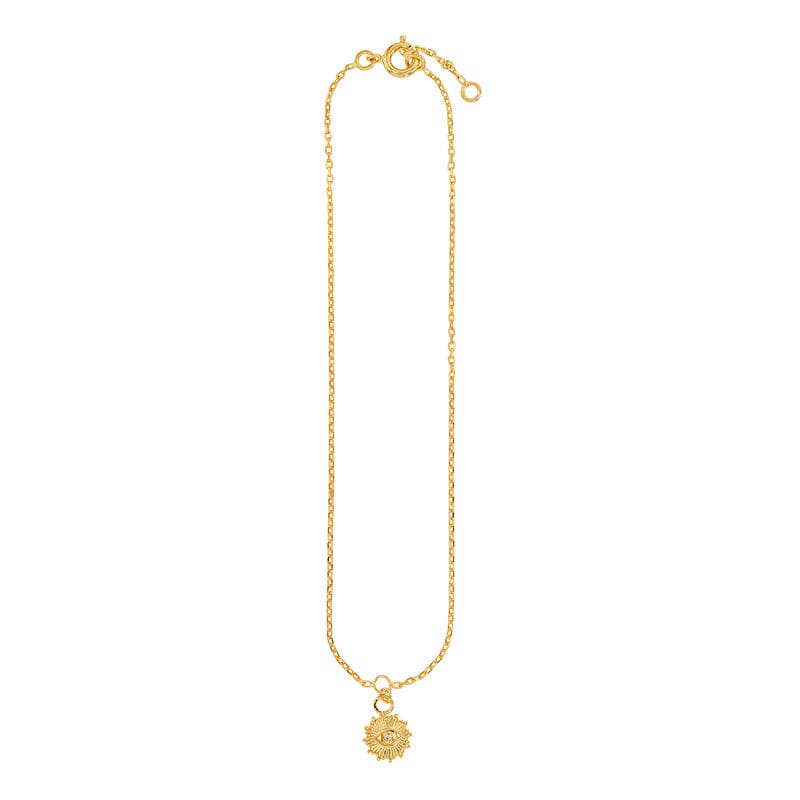 SOL Anklet <br> Sun Evil eye gold plated
