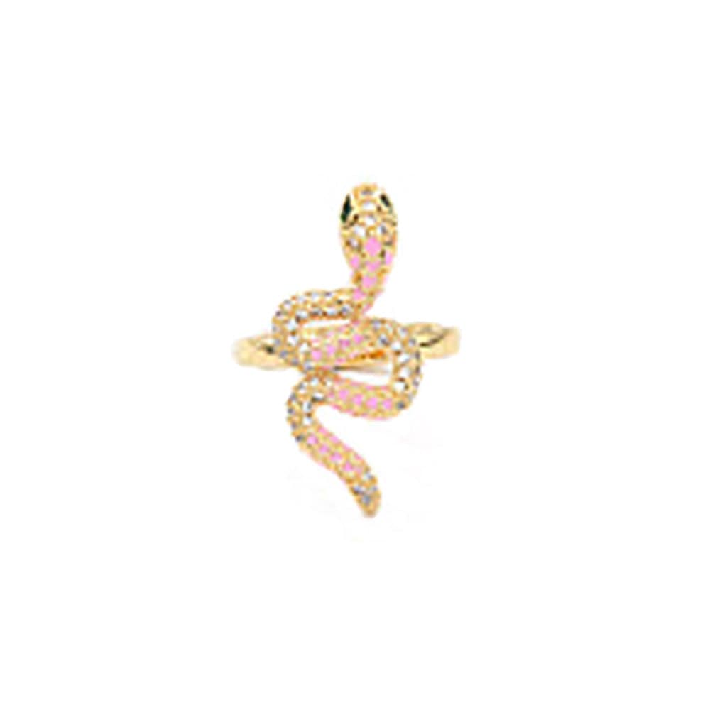 Snake Gold Ring Multicolored cz