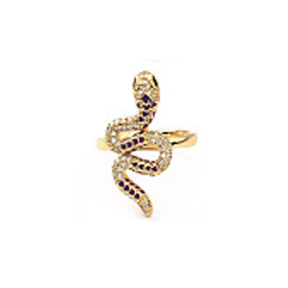 Snake Gold Ring Multicolored cz