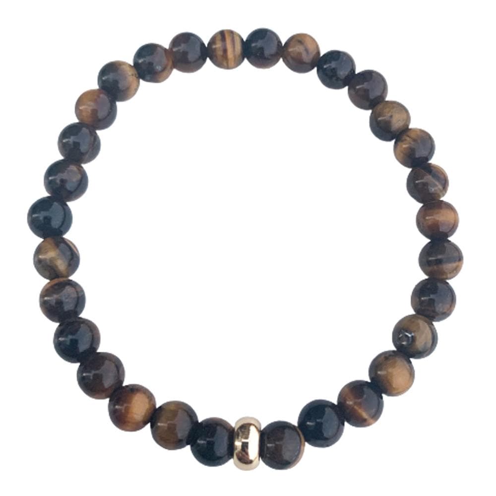 Tiger Eye Bracelet with Gold Disk 6mm
