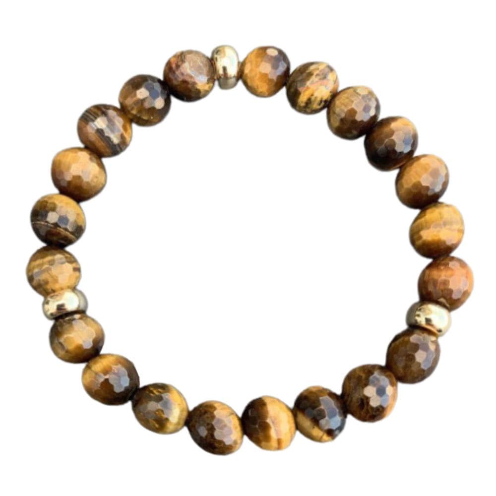 Tiger Eye Bracelet <br> Gold Disk