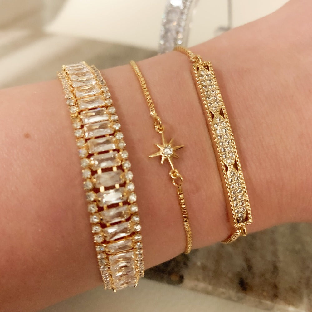 Rhinestone Pave Gold Bracelet | Mi Cielo London
