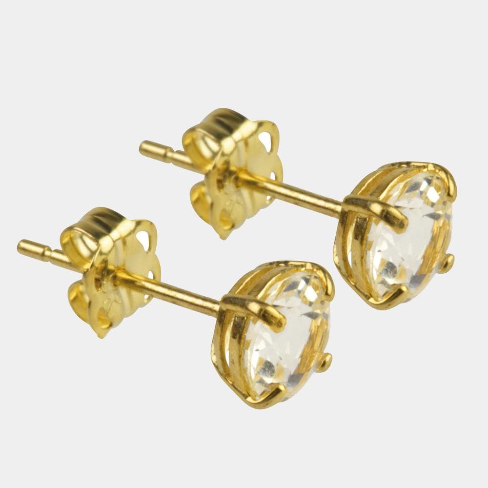 Majestic White Topaz Stud Earrings (9 Karats Gold)