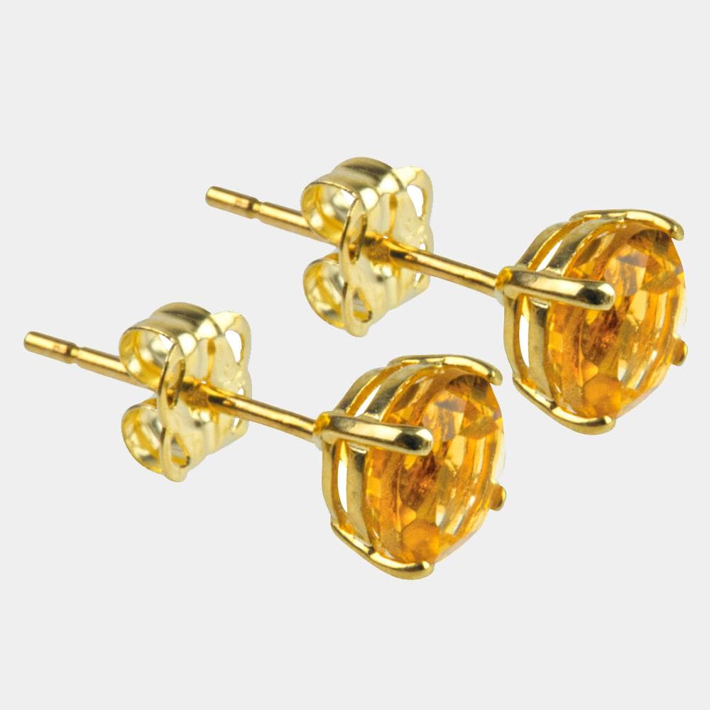 Majestic Yellow Topaz Stud Earrings (9 Karats Gold)