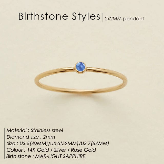 Zoe Extra Fine Stacking Ring Birthstone