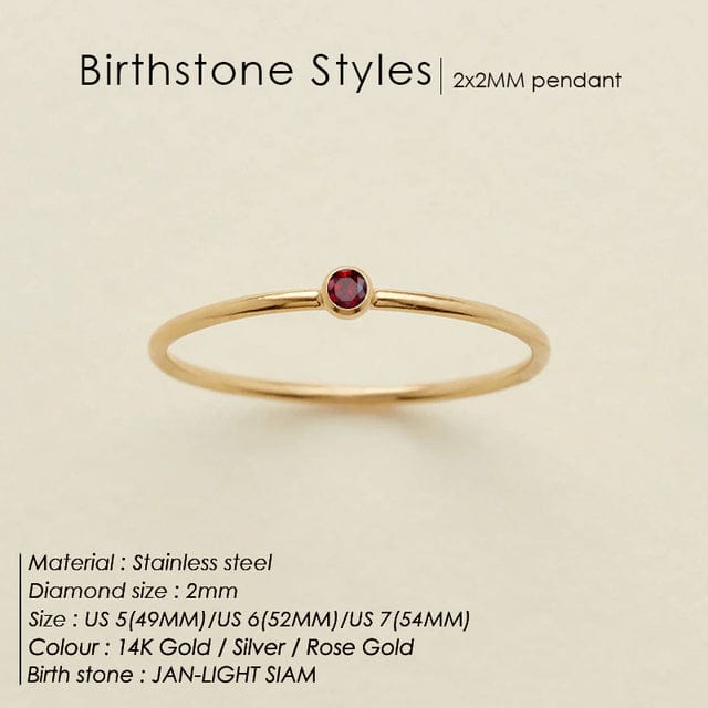 Zoe Extra Fine Stacking Ring Birthstone