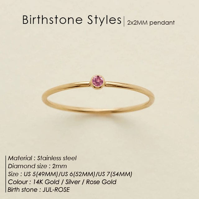 Zoe Extra Fine Stacking Ring Birthstone
