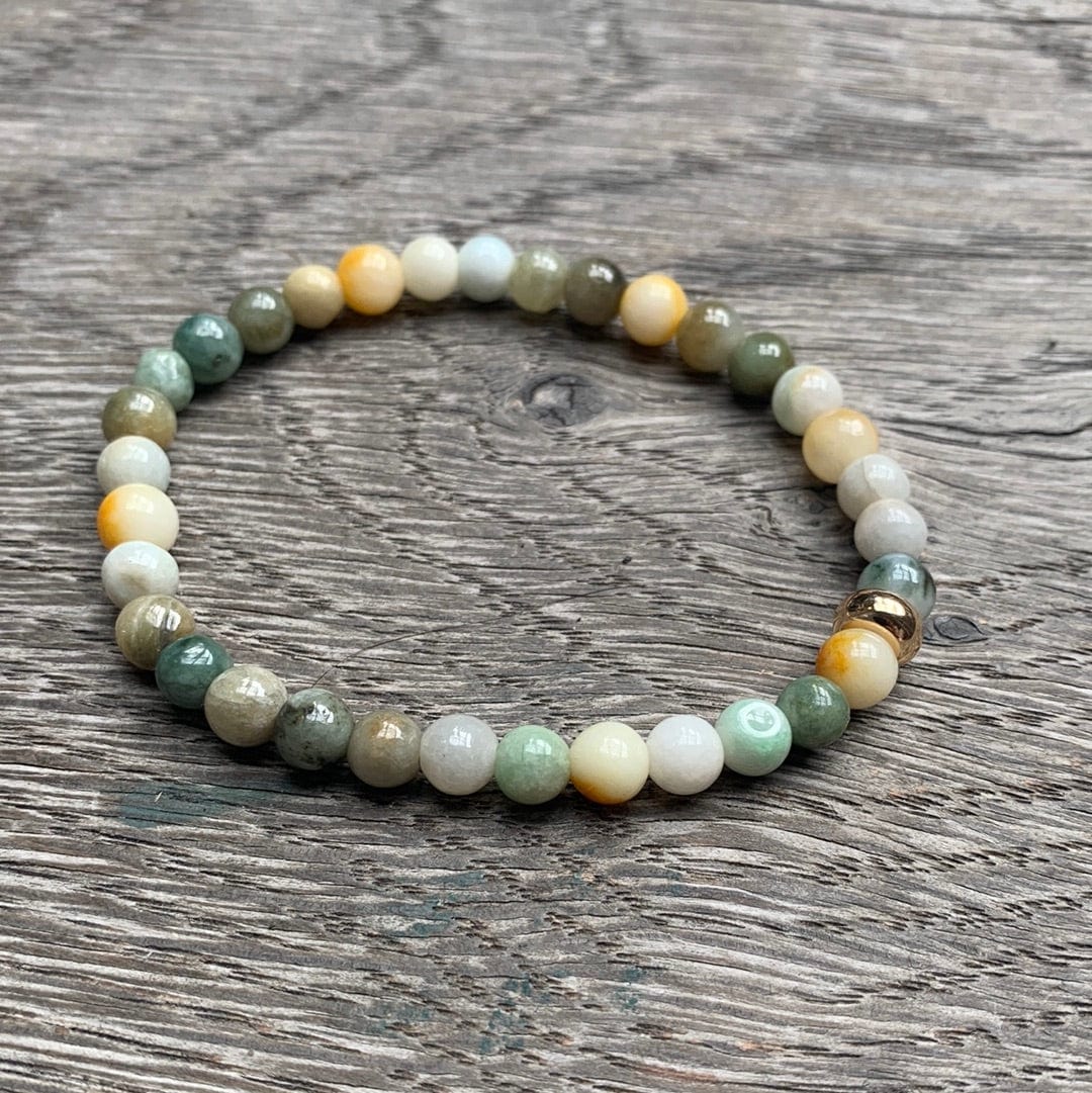 Ocean Agate 6mm Gold disk