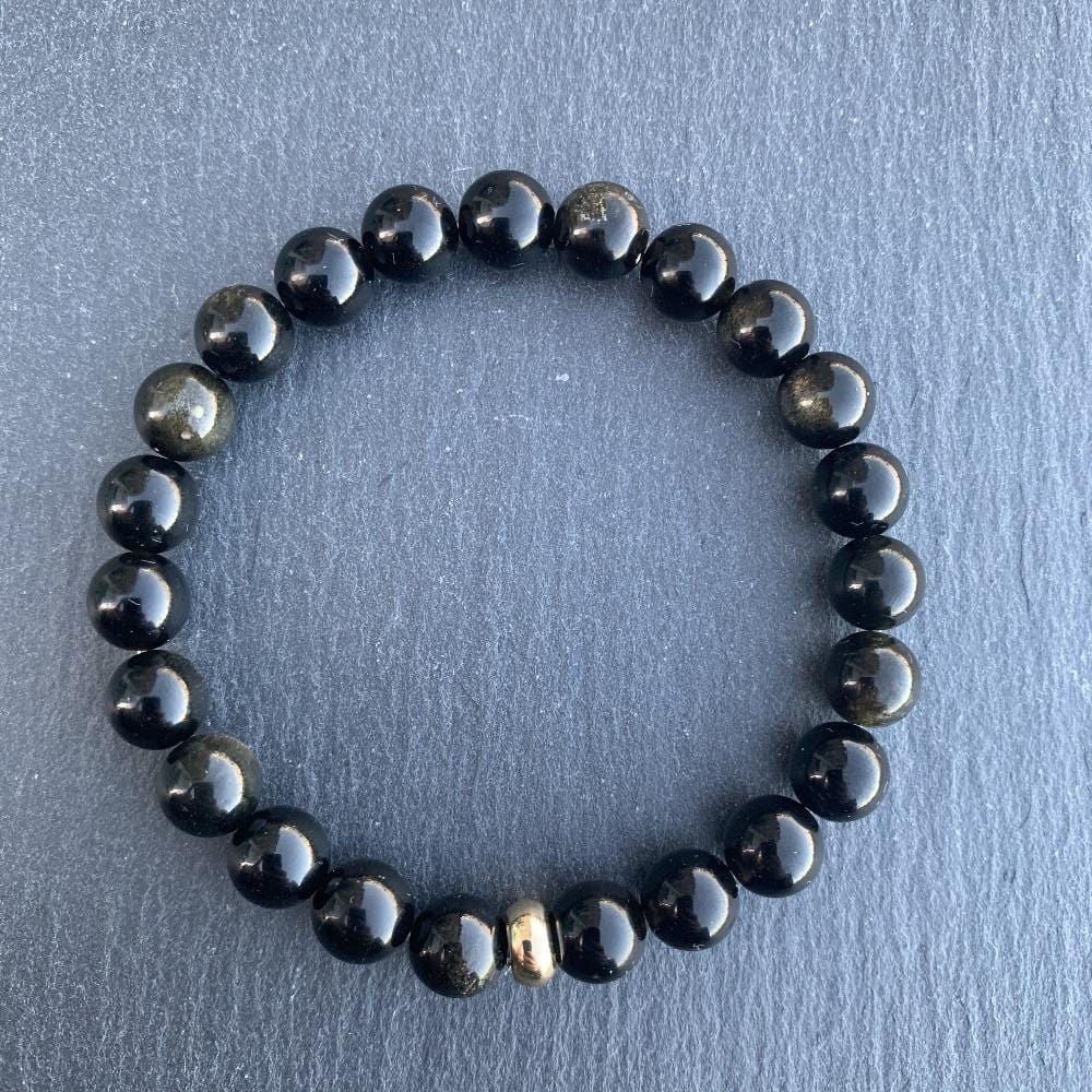 Gold Sheen Obsidian Bracelet Gold Disk 8mm