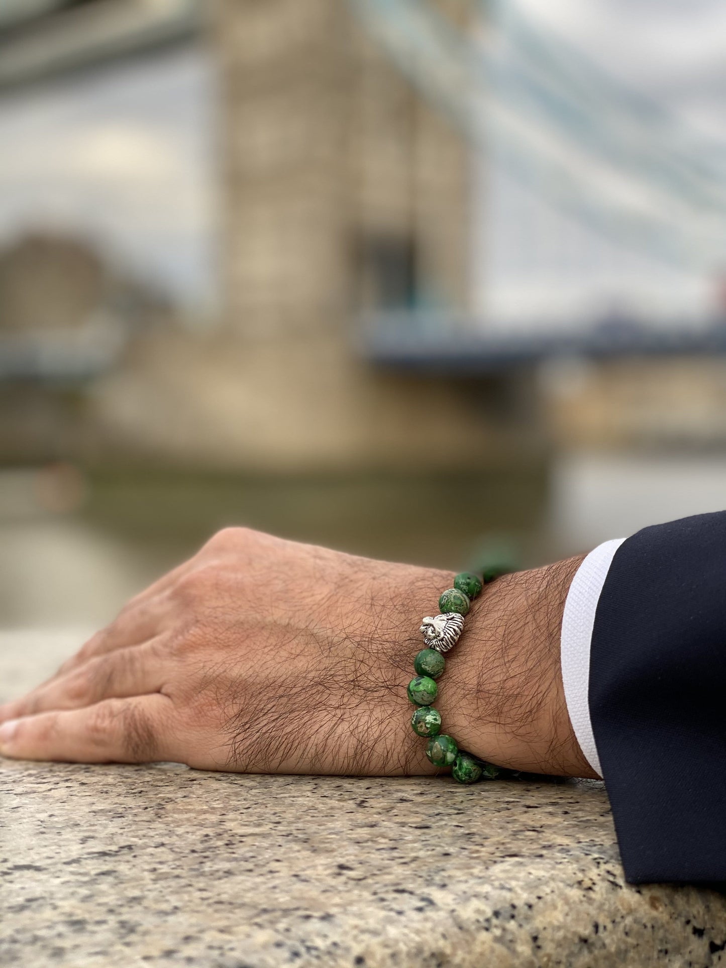 Lion <br> Green Regalite Bracelet