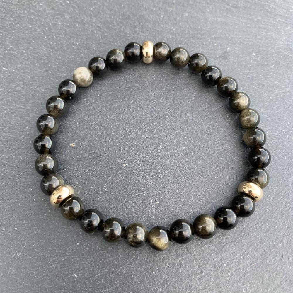 Gold Sheen Obsidian Bracelet Gold Disks