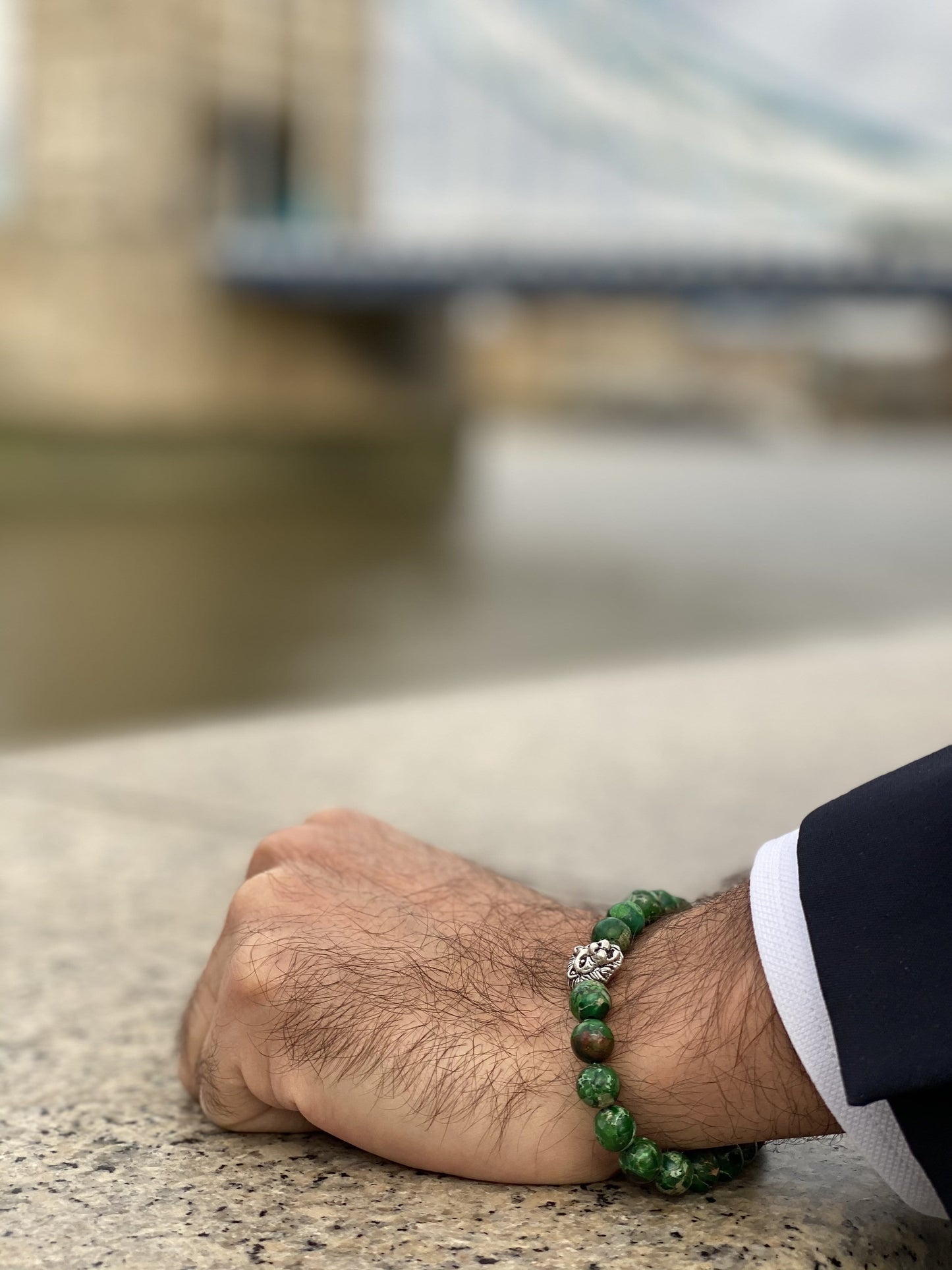 Lion <br> Green Regalite Bracelet