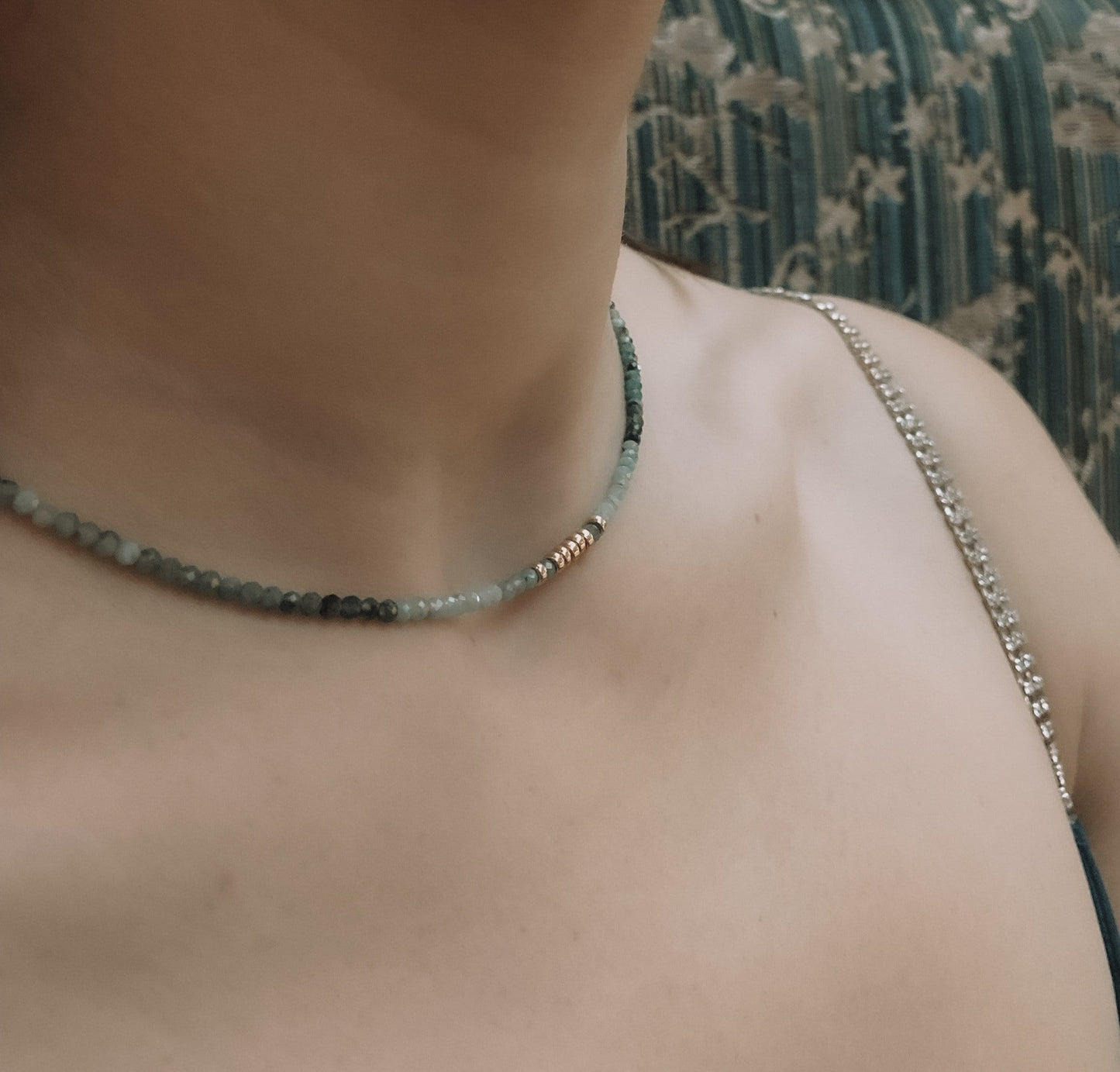 Emerald Necklace with Gold Disks