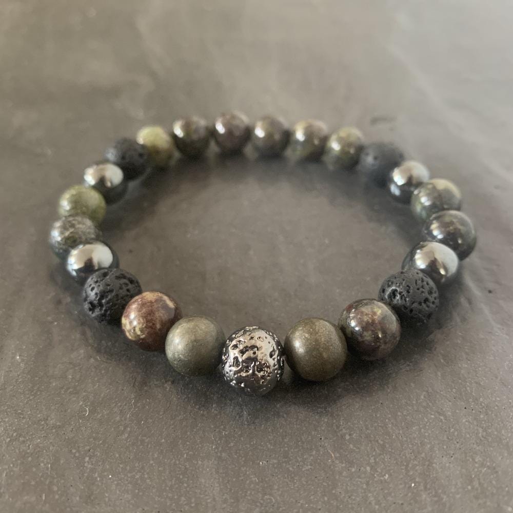 Dragon blood bracelet, Lava stone and Lava stone plated