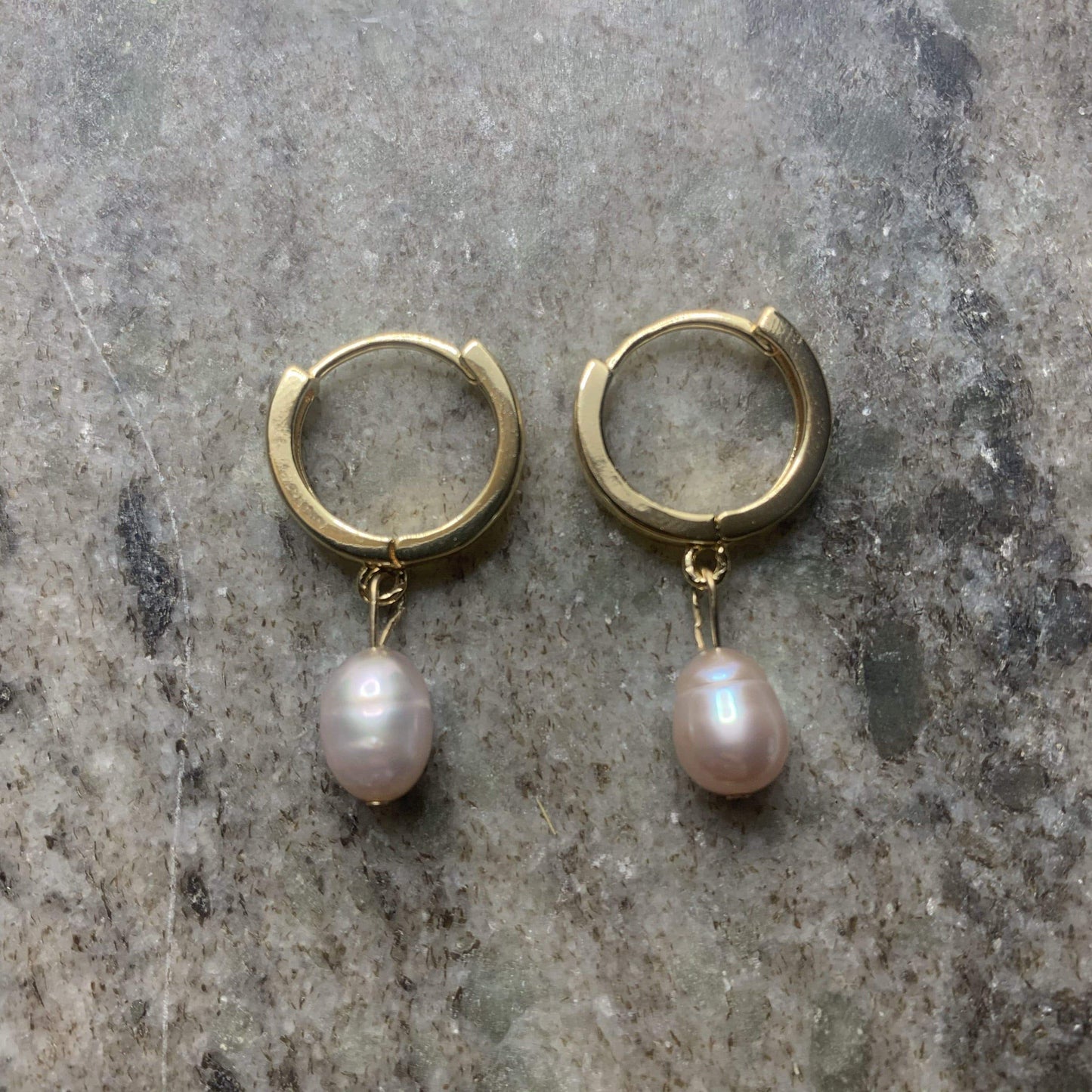 Pink Pearl Hoops Earrings <br> Classic