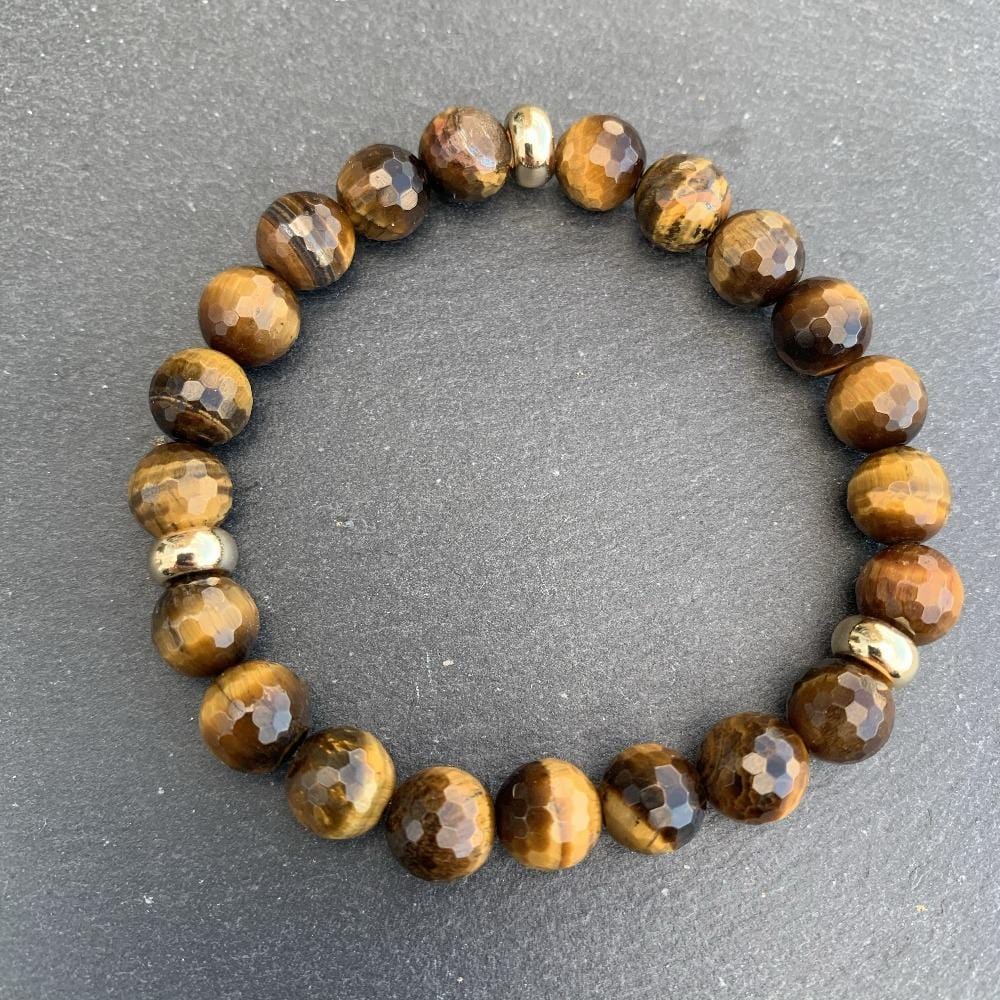 Tiger Eye Bracelet Gold Disk