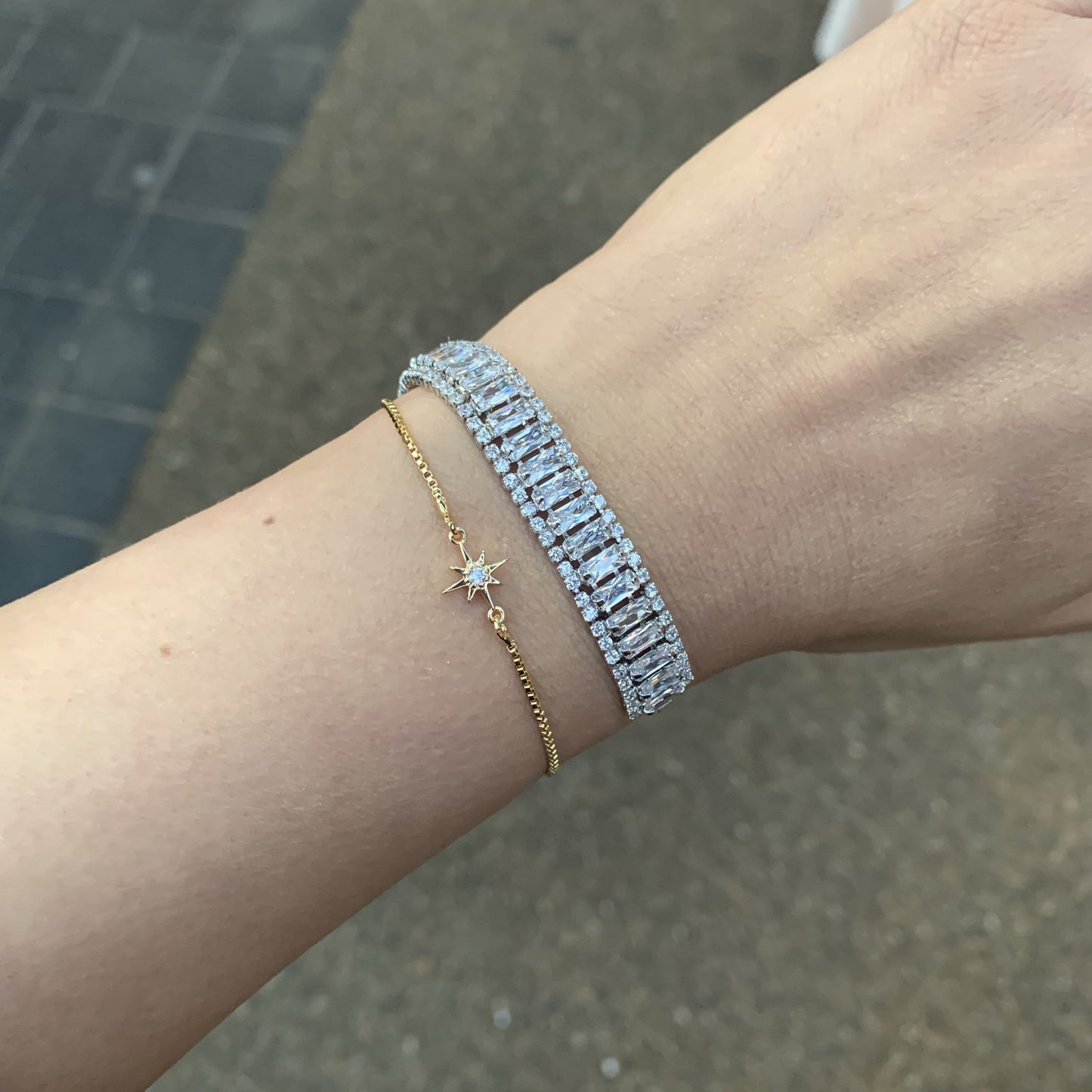 Rhinestone Silver Bracelet