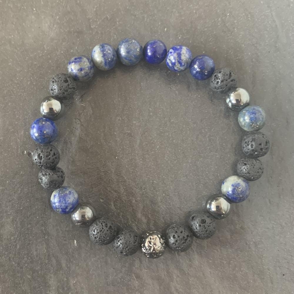 Lapis lazuli bracelet, lava stone and lava stone plated