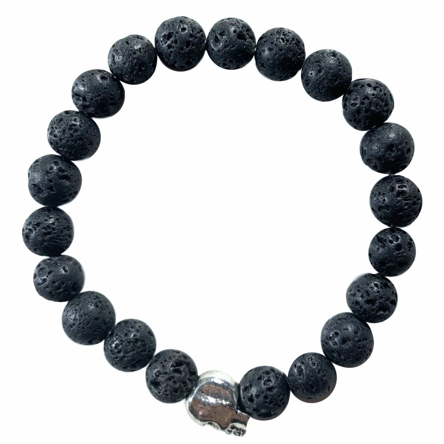 Skull Bracelet with lava stone