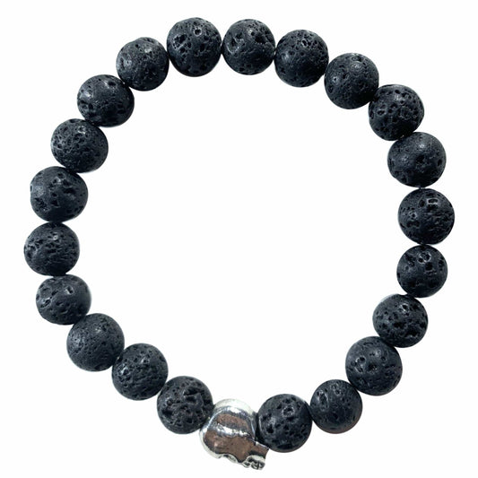 Skull Bracelet with lava stone