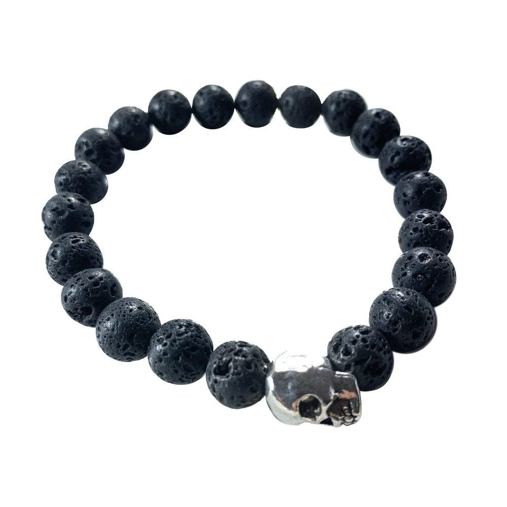 Skull Bracelet with lava stone