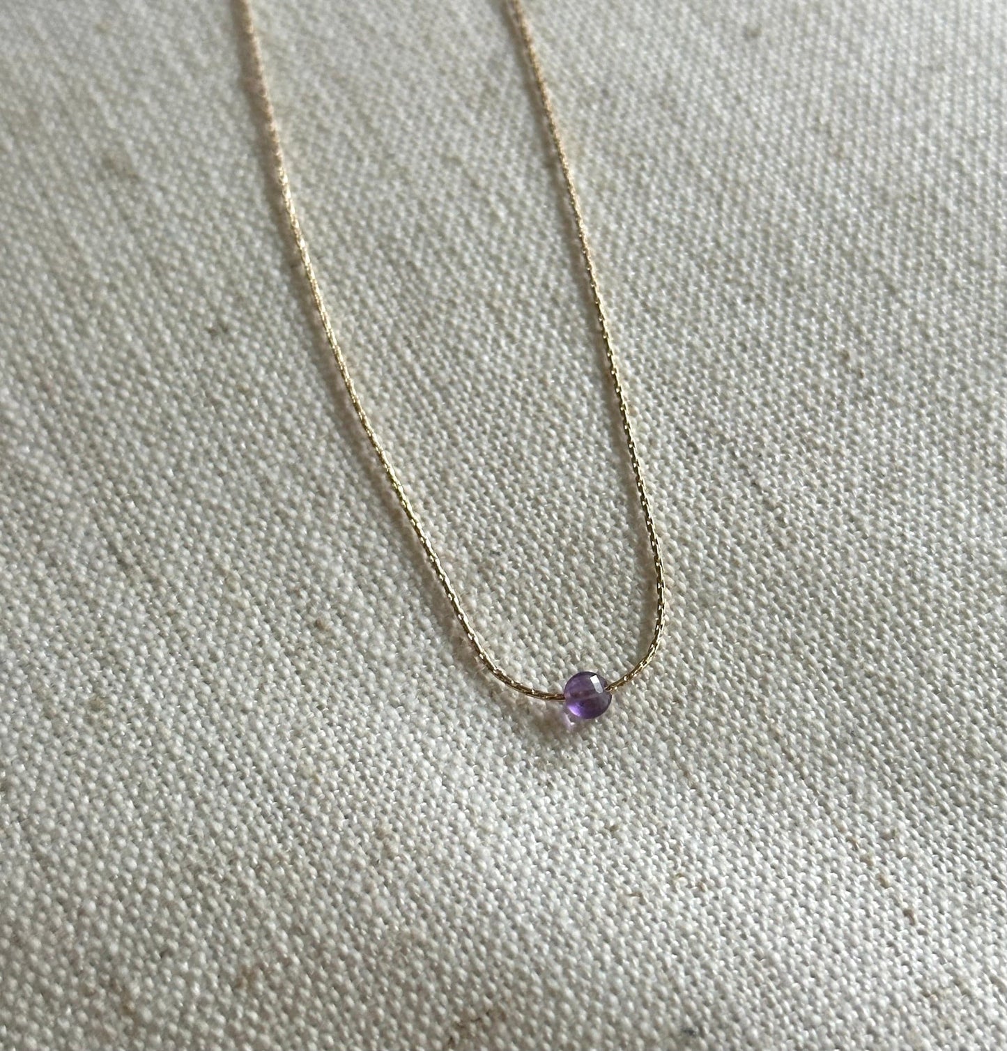 Amethyst Gold Necklace (February's Birthstone) <br> Minimalist