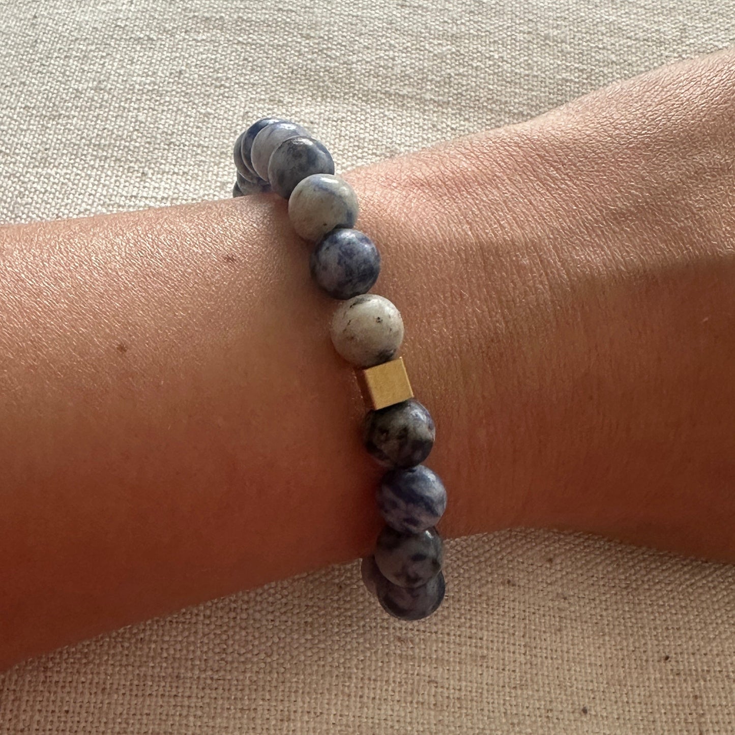 Sodalite bracelet Gold plated square