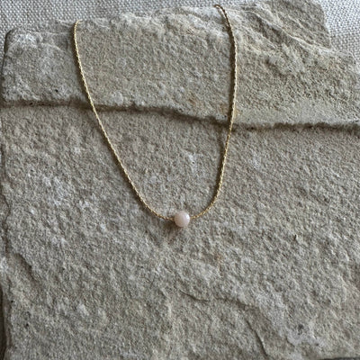 Pink Opal Gold Necklace <br> Minimalist