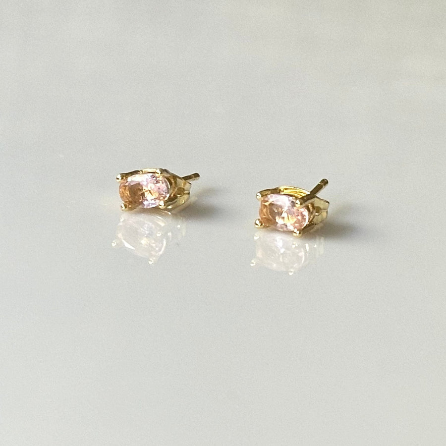 Pink oval zircon Studs