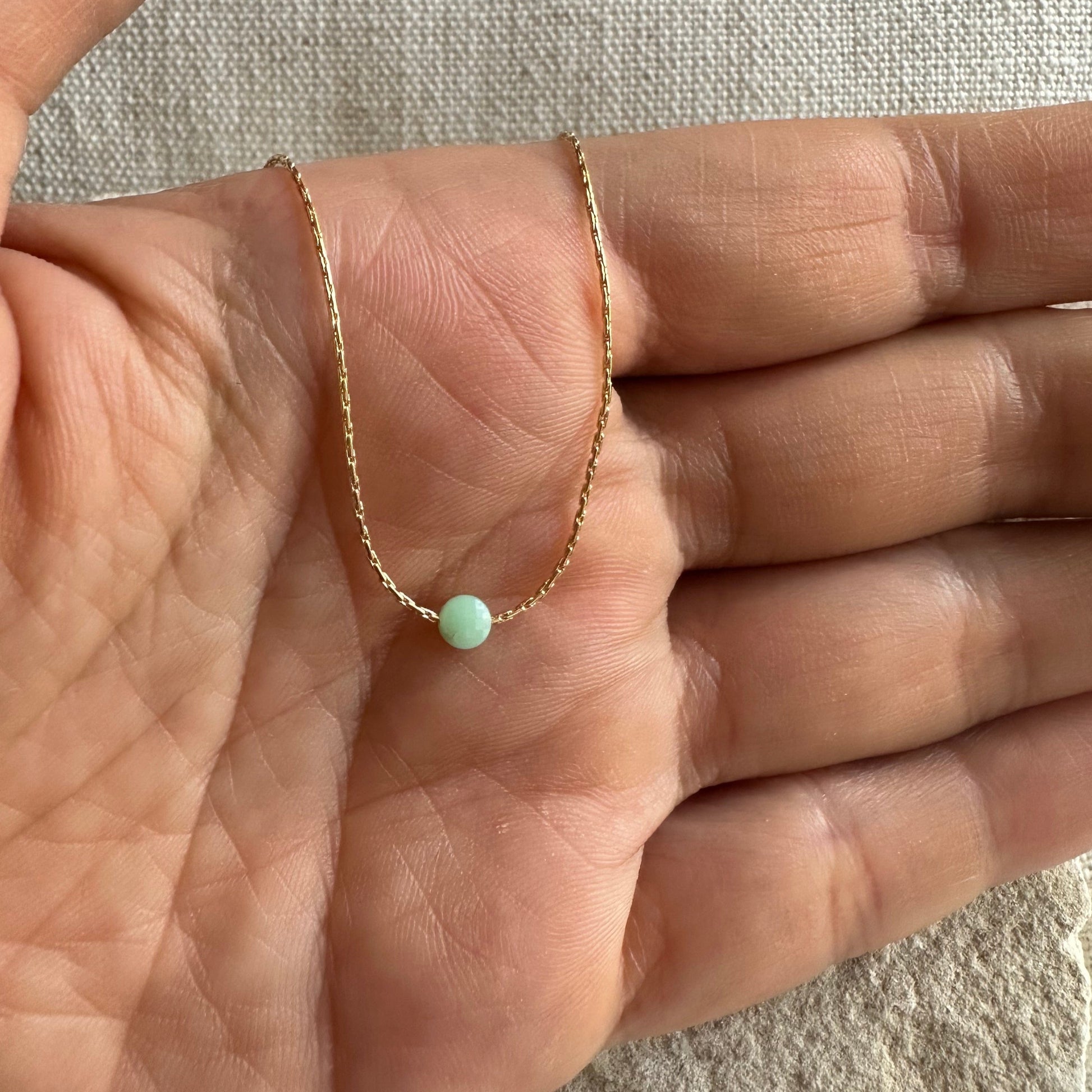 Chrysoprase Gold Necklace Minimalist