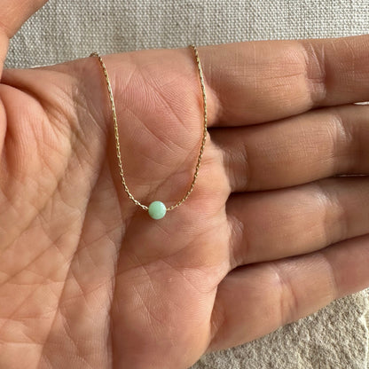 Chrysoprase Gold Necklace Minimalist