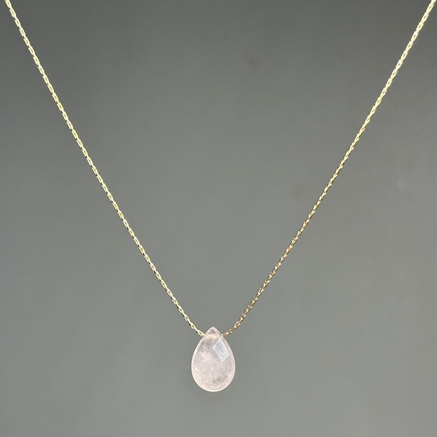 Rose quartz Drop Necklace | Mi Cielo London