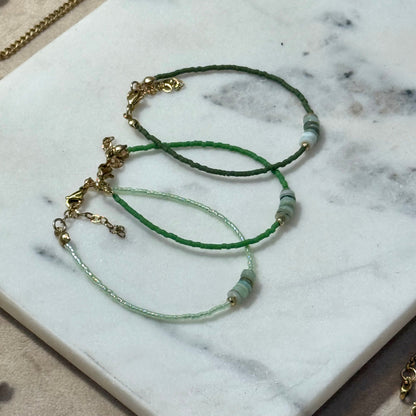 Miyuki Bracelet - Dark Green Gold - Shell