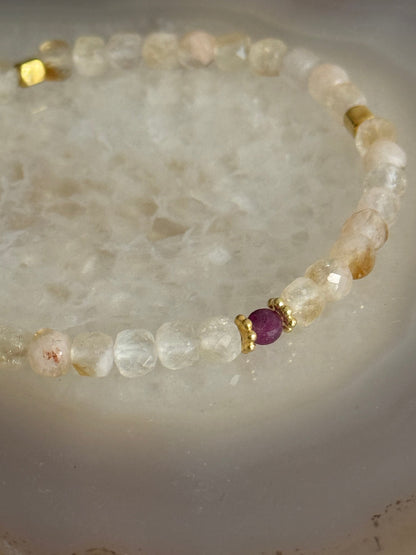 Citrine stone bracelet 4mm (Gold Vermeil)