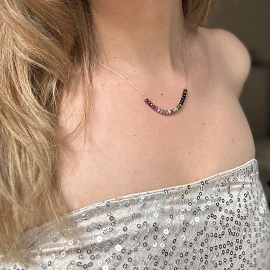 Watermelon Tourmaline Necklace Gold filled 14k