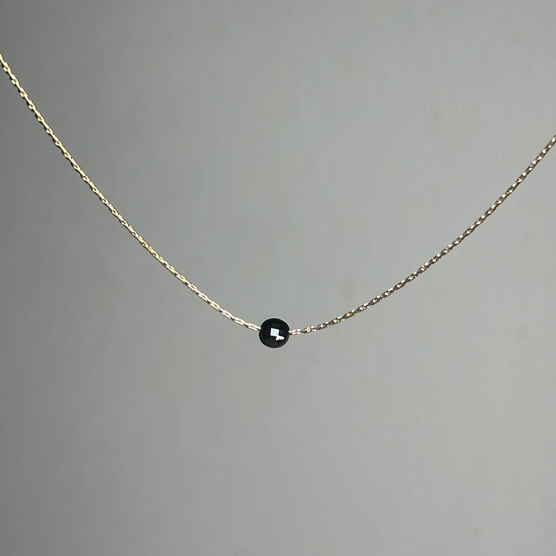 Black Obdsidian Gold Necklace <br> Minimalist