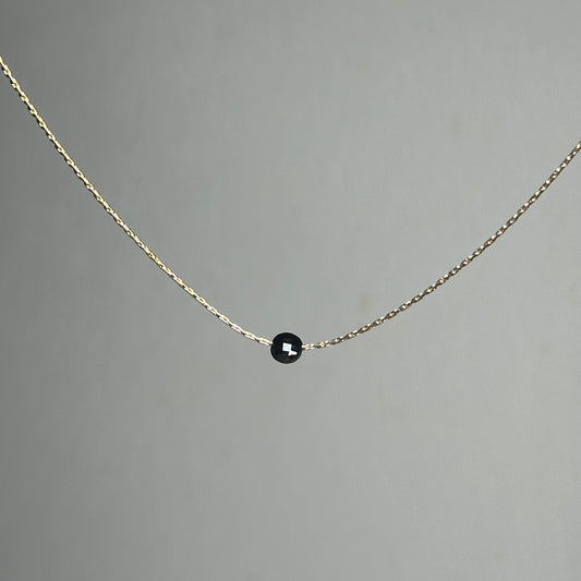 Black Obdsidian Gold Necklace <br> Minimalist