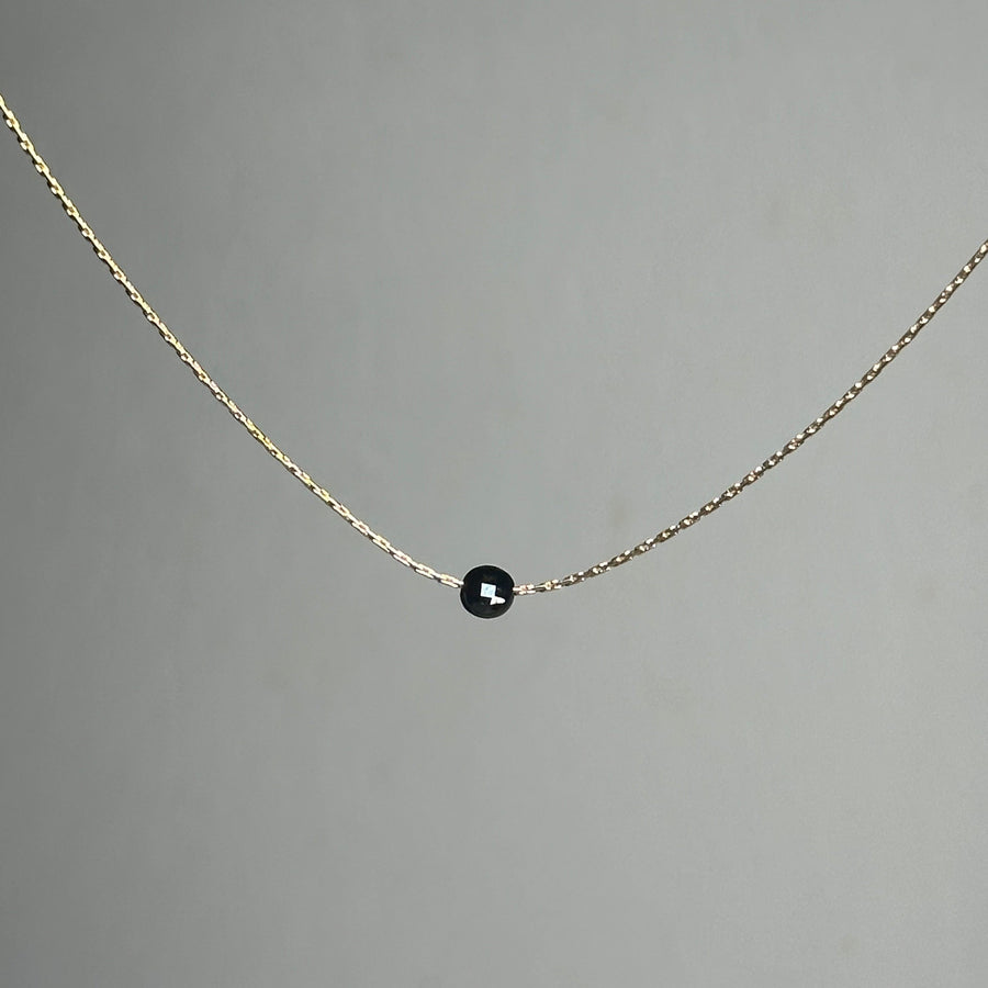 Black Obdsidian Gold Necklace <br> Minimalist