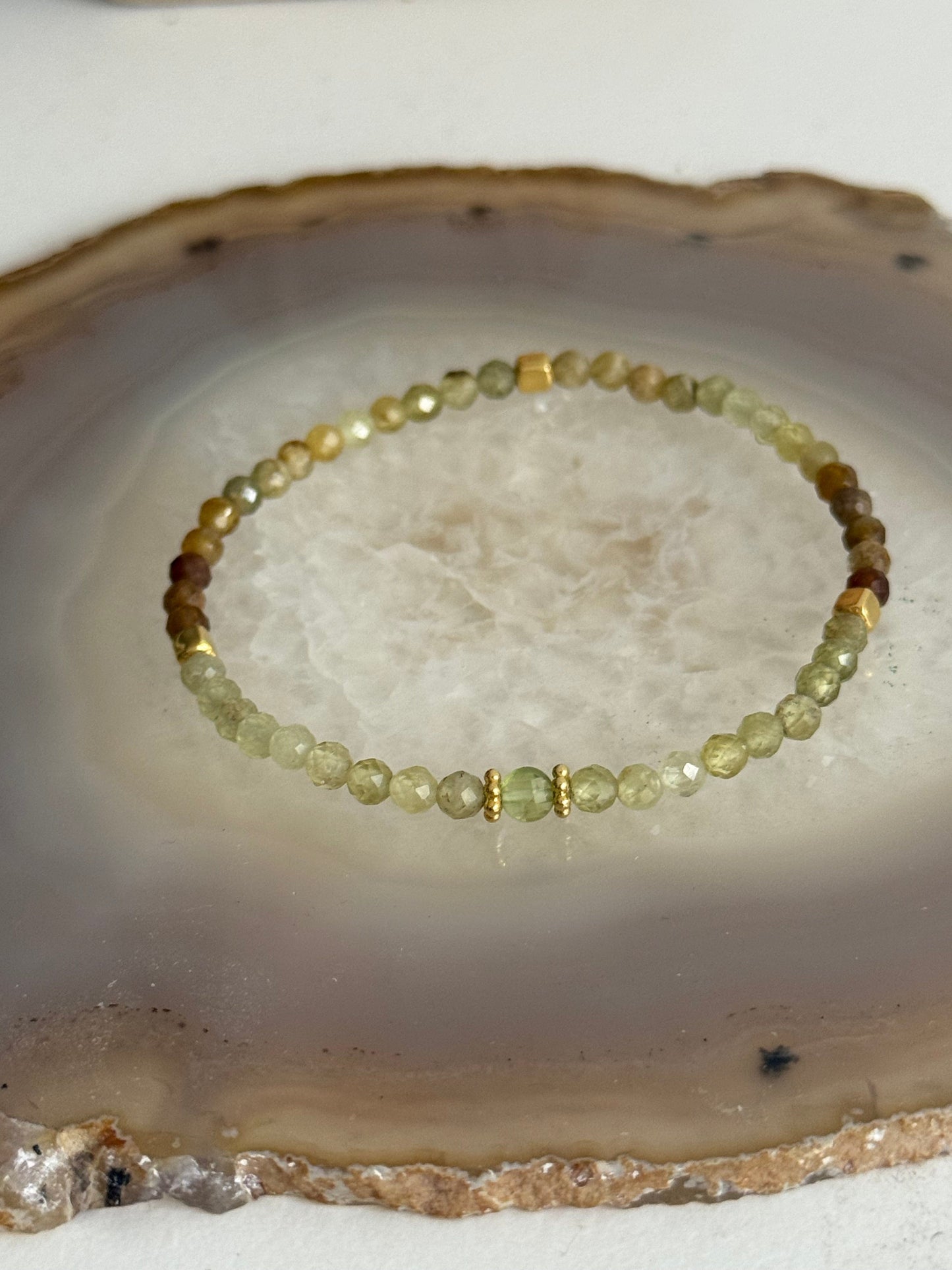 Peridot faceted stones Bracelet (Gold Vermeil)